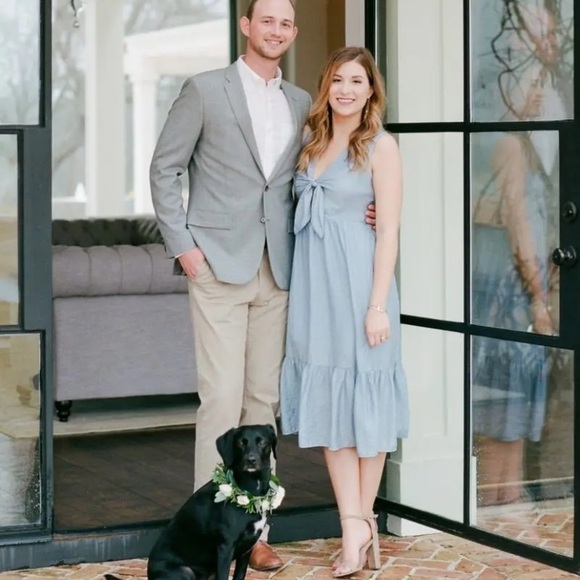 SHOSHANNA maxi dress blue tie front peep waist size 8 - Picture 1 of 9